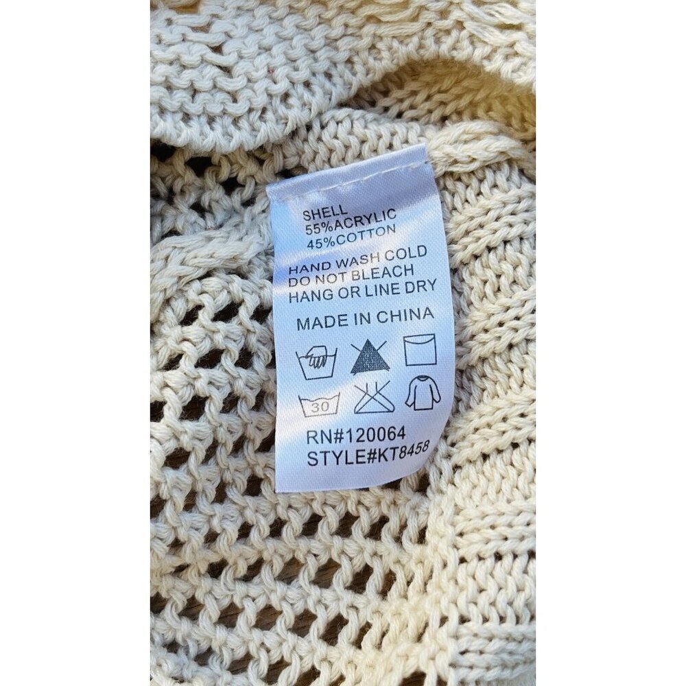 Swell Juniors Crochet Keep it Rockin Taupe Crop Top Size L - Picture 6 of 12